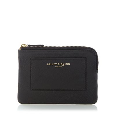 Black 'Posy' grained leather zip around purse